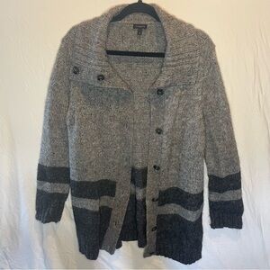 Talbots Large Women’s Gray and Multicolored Button-Up Knit Cardigan